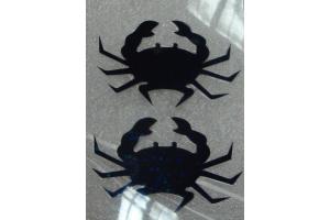 2 Buegelpailletten  Krabben hologramm schwarz